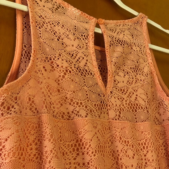 Pink Eyelet Lace Overlay Dress - Picture 5 of 5